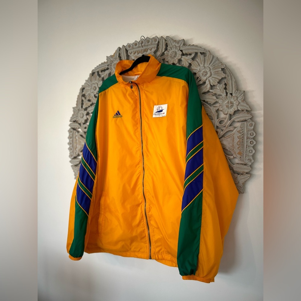 Vintage Adidas France 1998 World Cup Oversized Yellow Jacket Size X-Large